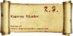 Kapros Hiador névjegykártya